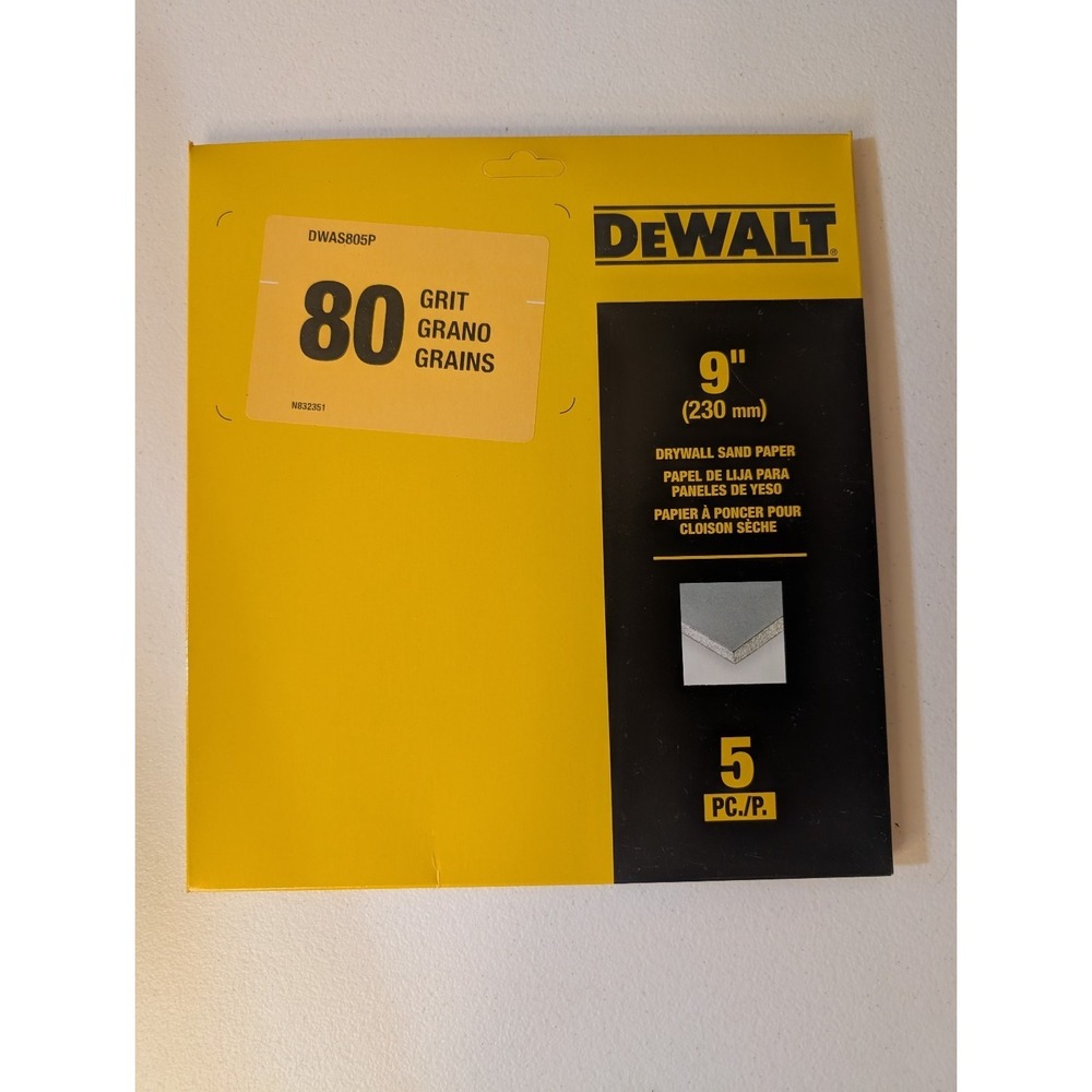 DEWALT 9" 80 Grit Drywall Sandpaper Discs‎ 5-Pack DWAS805P